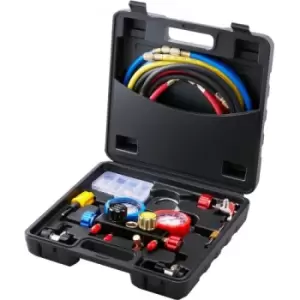 Image of VEVOR 4 Way AC Gauge - AC Manifold Gauge Set for R134A R22 R12 R502 Refrigerant, Freon Gauges with 5ft Hoses, Couplers, Can Tap Works on Car Auto Freo