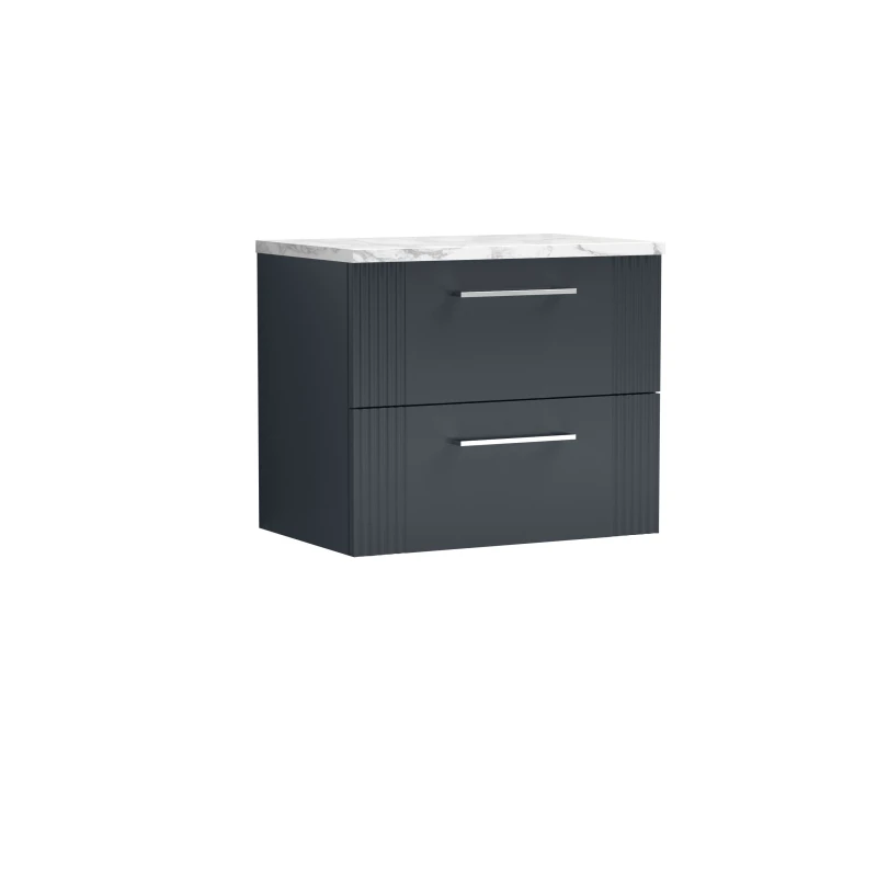 Image of Balterley 2 Drawer Wall Hung Vanity Marble Laminate Worktop 600mm Grey
