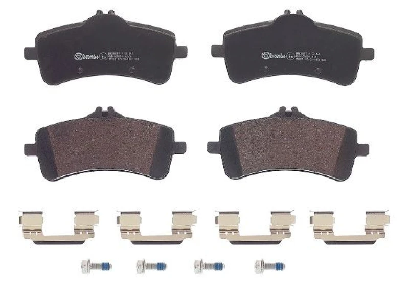 Image of BREMBO P 50 131 Brake pad set PRIME LINE prepared for wear warning indicator, with accessories, with anti-squeak plate Brake Pad Set,disc brake (402)