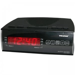 image of Texson CR-57 FM/AM Dual Alarm Clock Radio with Red LED Display