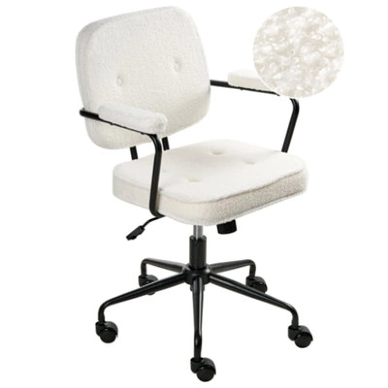 Image of Beliani Desk Chair Pawnee Boucle Off-White