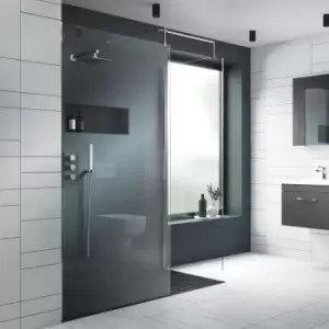 Image of Wet Room Screen 1850mm High x 1000mm Wide with Support Bar 8mm Glass - Chrome - Nuie