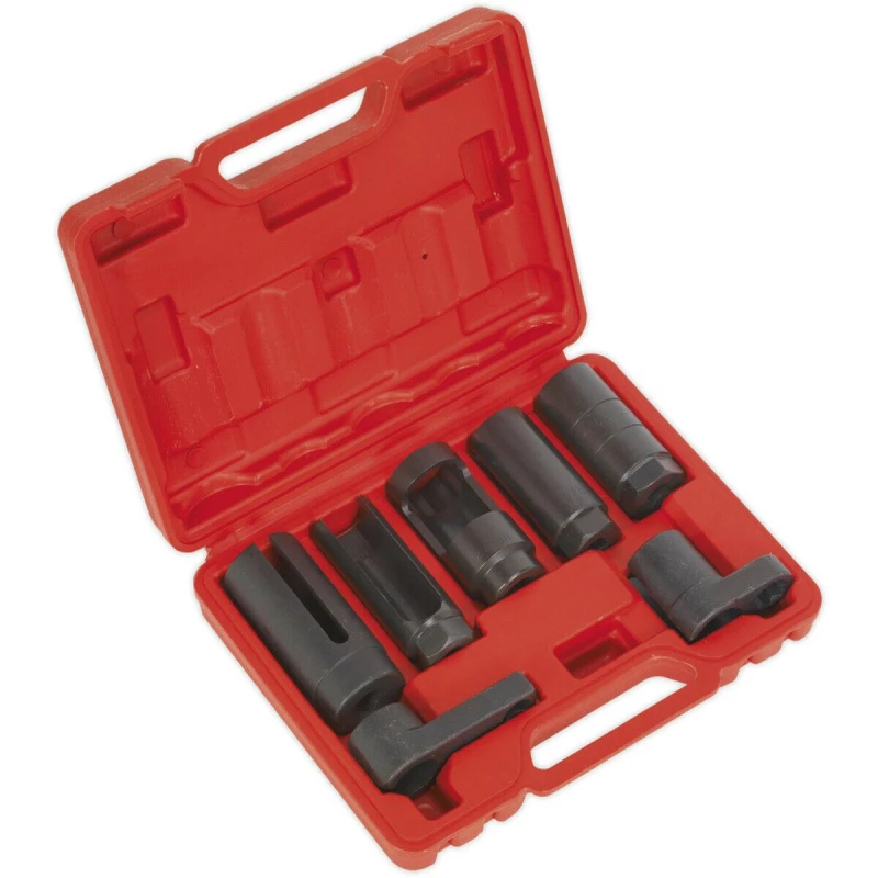 Image of Loops 7 Piece Oxygen Sensor Socket Set - 3/8" & 1/2" Sq Drive - Windows & Slot Sockets Multi