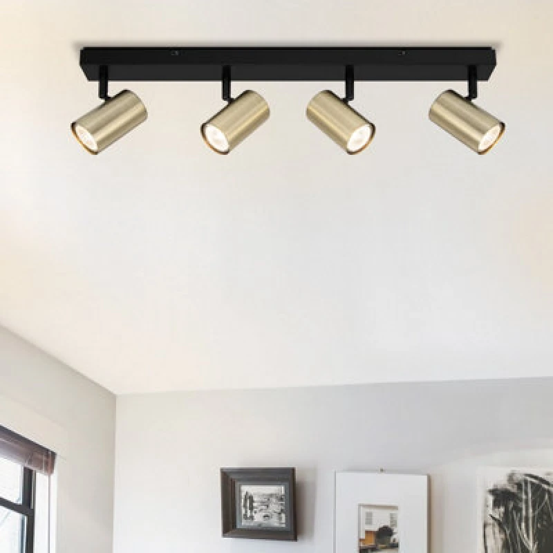Image of Cosylyte Grafton 4 Light Modern Brushed Brass Spotlight With Matt Black Base