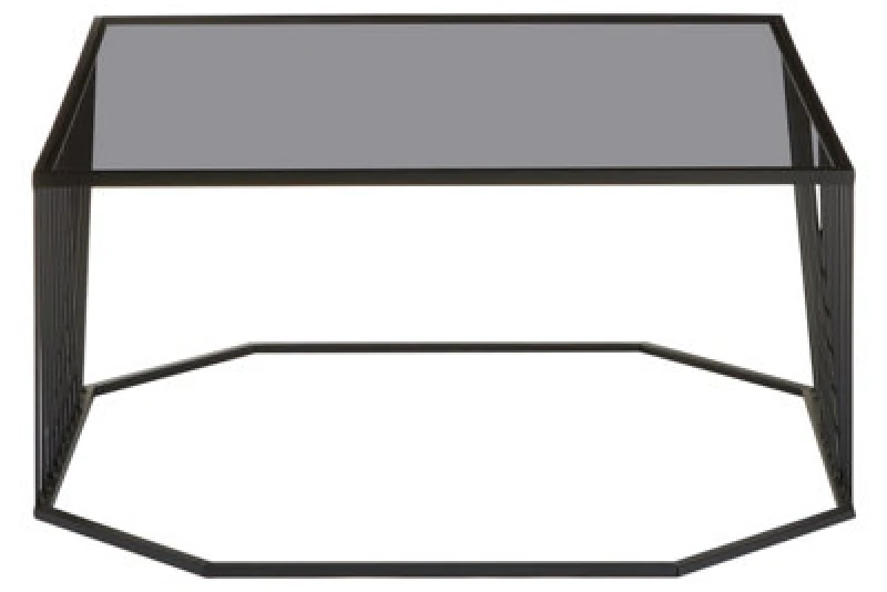 Image of Orsina Stylish Grey Glass Top Black Coffee Table With Openwire Frame, Coffee Table For Living Room And Hallway