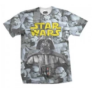 image of Star Wars Imperial Photo Montage with Sublimation Printing Mens X-Large T-Shirt - Grey