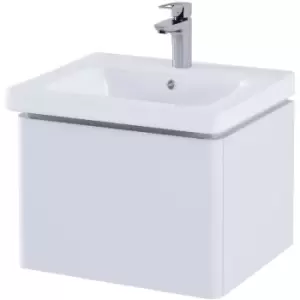 Image of Rak Resort Matt White 500mm Wall Hung Single Drawer Vanity Unit - RAKRSTWBU50600 - Matt White