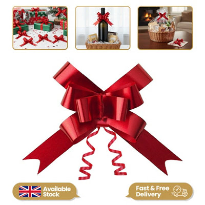 Image of Shatchi Large 30mm/3cm Ribbon Pull Bows Red for All Occation Decoration , 10PK Red unisex