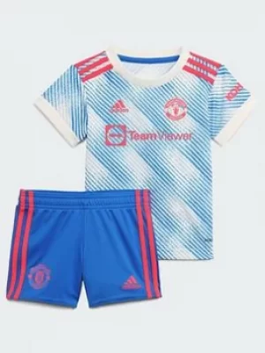Image of Adidas Manchester United Baby 21/22 Away Mini Kit, Blue, Size 3-6 Months
