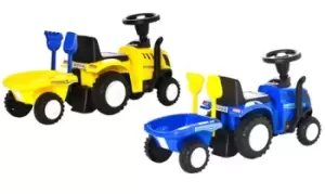 Image of Ride-On Tractor and Walker for Toddlers, Blue, Sand, HOMCOM