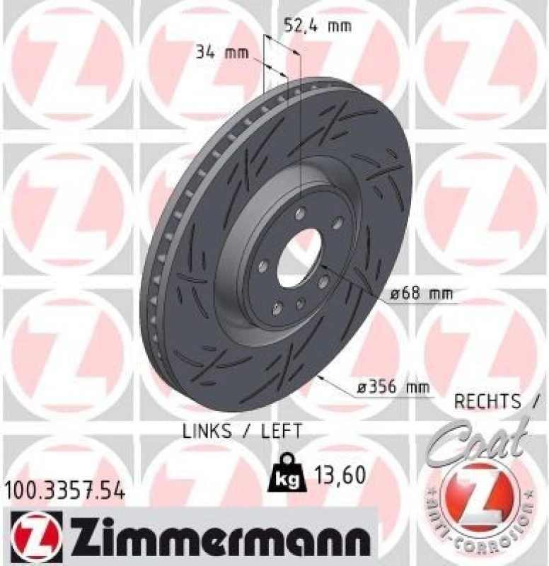 Image of ZIMMERMANN Brake disc ZIMMERMANN 100.3357.54