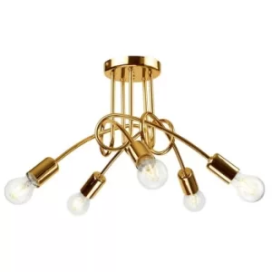 Image of Camilla Multi Arm Semi Flush Ceiling Light Golden, 5x E27