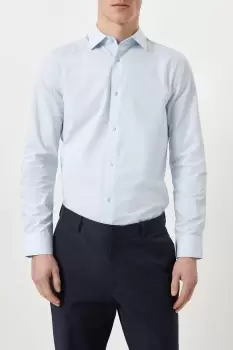 Image of Mens Blue Tailored Fit Long Sleeve Easy Iron Shirt