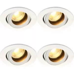 Image of 4 pack Recessed Tiltable Ceiling Downlight - 50W GU10 Reflector - Matt White