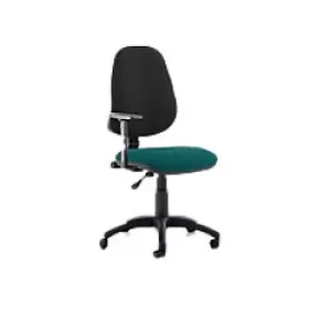 Image of Dynamic Permanent Contact Backrest Task Operator Chair Height Adjustable Arms Eclipse I Black Back, Maringa Teal Seat Without Headrest High Back