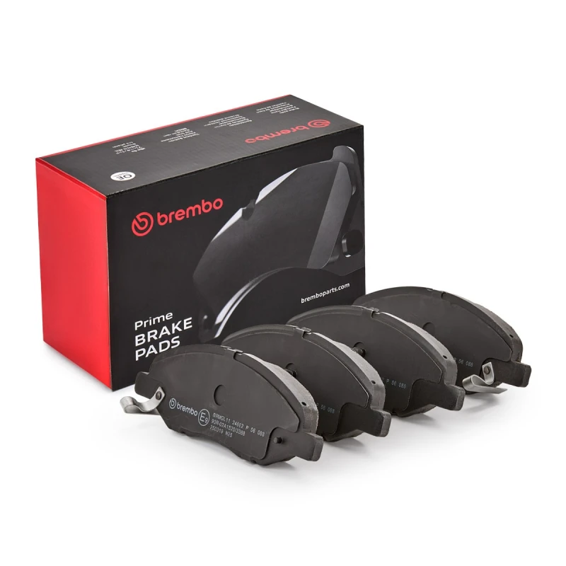 Image of BREMBO P 56 088 Brake pad set PRIME LINE with acoustic wear warning, without accessories, with anti-squeak plate Brake Pad Set,disc brake (402)
