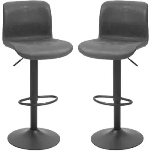 image of HOMCOM Retro Barstools Set of 2 PU Leather Adjustable Height Swivel Bar Chairs