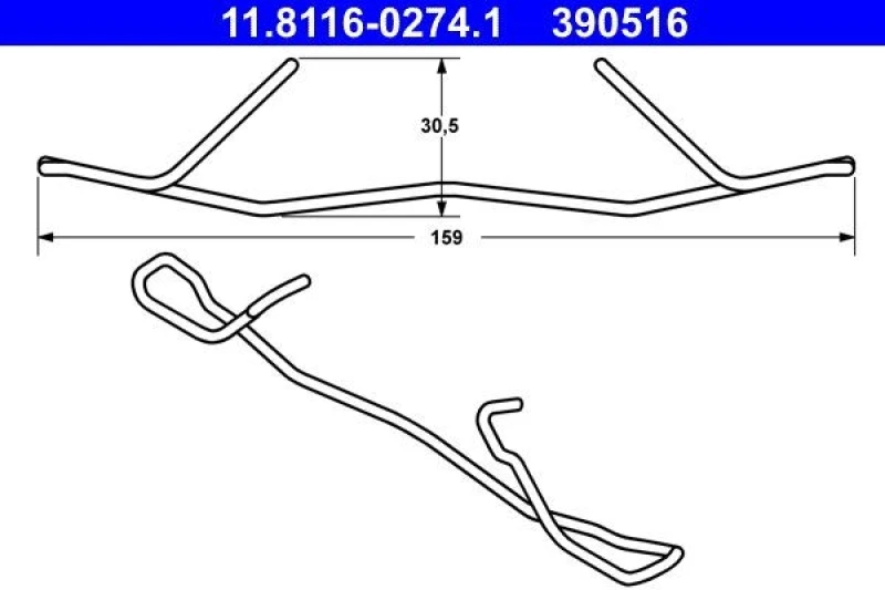 Image of ATE 11.8116-0274.1 Spring, brake caliper Spring,brake caliper (2296)