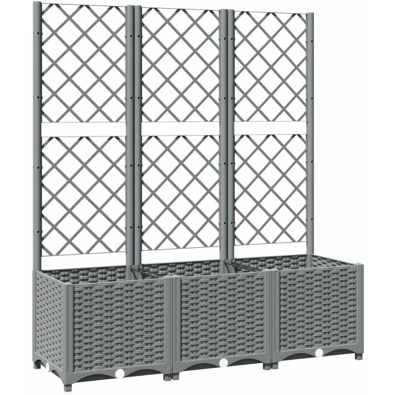 Image of VIDAXL Garden Planter with Trellis Light Grey 120x40x136cm pp Vidaxl 8720845671679