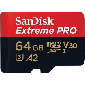 Image of SanDisk Extreme PRO 64GB MicroSDXC Memory Card