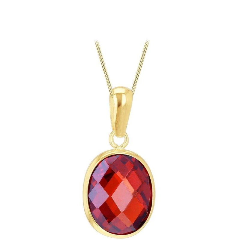 Image of Be You 9ct Gold Swarovski Oval Drop Necklace Yellow Gold female 18in