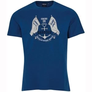 Image of Barbour Mens Flags Tee Estate Blue Large