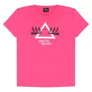 image of Squid Game Unisex Adult Tug Of War T-Shirt (L) (Pink)