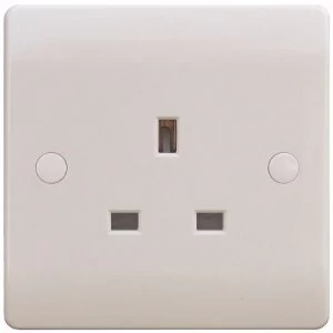 ESR Sline 13A White 1G Single 230V UK 3 Pin Unswitched Electric Wall Socket