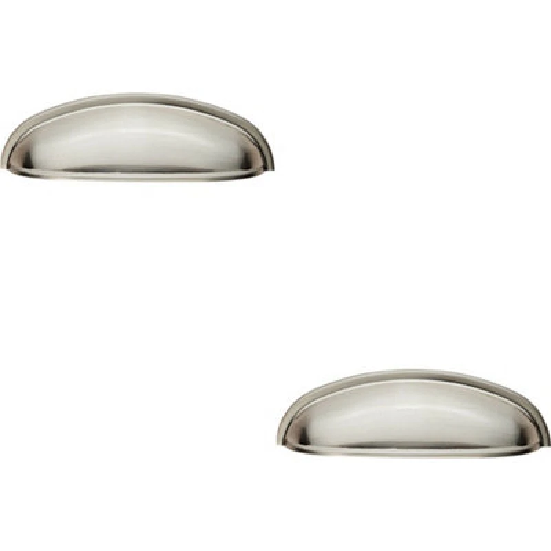 Image of Loops 2x Shaker Cup Pull Handle 124 x 35mm 96mm Fixing Centres Satin Nickel Metallics unisex