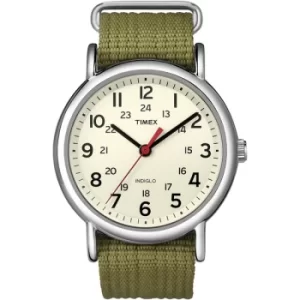 image of Timex T2N651 Unisex Weekender Watch with Olive Fabric Strap