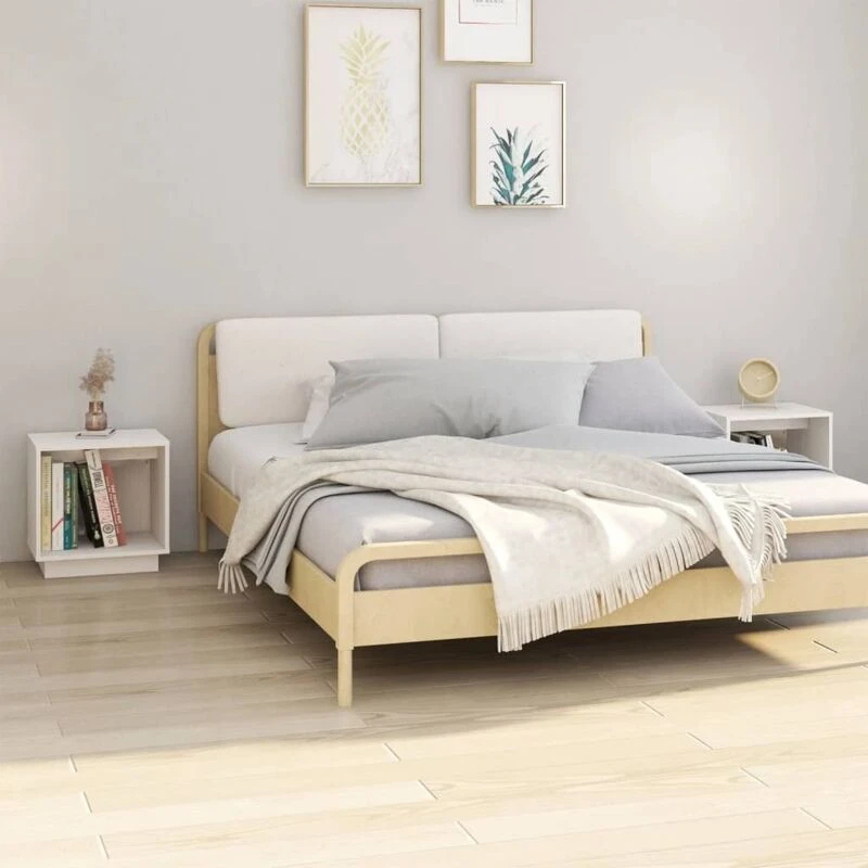Image of VIDAXL Bedside Cabinets 2 pcs White 40x30x40cm Solid Wood Pine Vidaxl 8720286841648