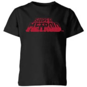 Image of Nintendo Super Metroid Retro Logo Kid's T-Shirt - Black - 11-12 Years