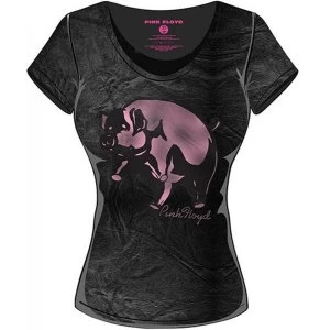 image of Pink Floyd - Animals Pig Womens Large T-Shirt - Black