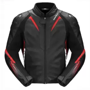 Image of Spidi NKD-1 Motorcycle Leather Jacket, black-red, Size 48, black-red, Size 48