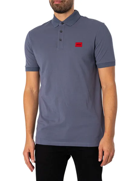 Image of HUGO Dereso232 Logo Slim Polo Shirt Open Blue XL