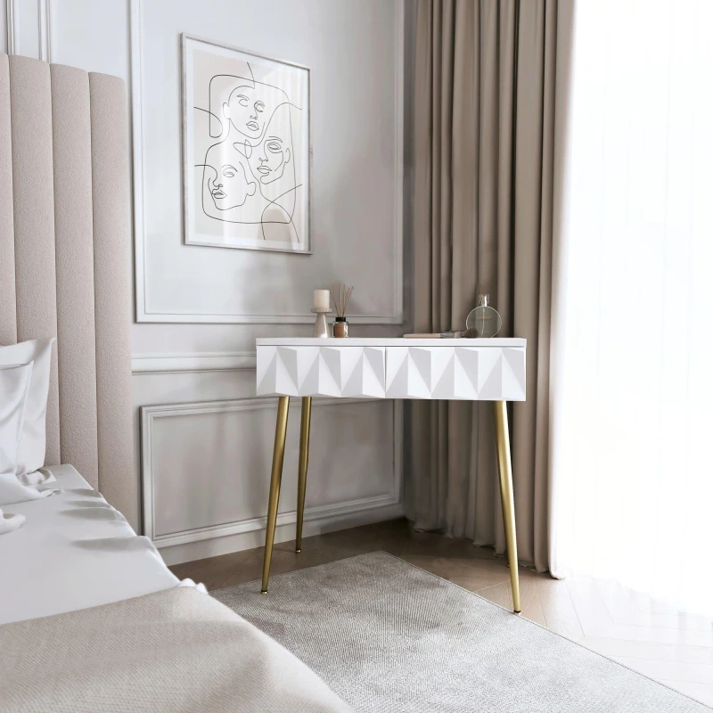 Image of CARME HOME Montana Dressing Table-White/Gold White