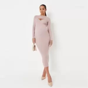 image of Missguided Maternity Knit Cutout Midaxi Dress - Neutral