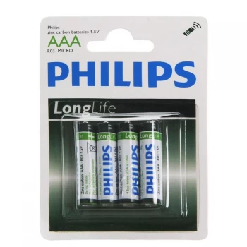 Image of Philips AAA 4 Pack Batteries - Multi