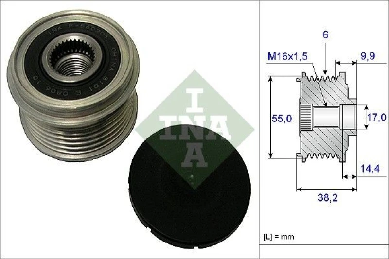 Image of INA 535 0216 10 Freewheel Clutch Width: 38,2mm, Requires special tools for mounting Freewheel Clutch,alternator (1390)