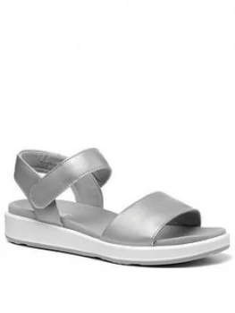 image of Hotter Play Wide Fit Ankle Strap Sandals - Platinnum, Platinum, Size 4, Women