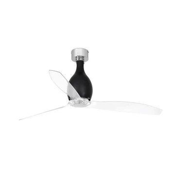 Mini Medium Ceiling Fan Matt Black, Clear - Optional LED Light Sold Separately