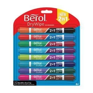 Image of Original Berol Dual Ended 2 in 1 Drywipe Marker Assorted Colours