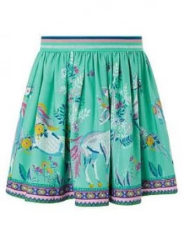 Image of Monsoon Girls S.E.W. Alexa Unicorn Skirt - Aqua, Size Age: 9-10 Years, Women