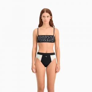 Image of PUMA Swim Womens Bandeau Top Shirt, Black Combo, size X Small, Clothing