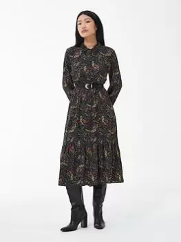 Image of Barbour Barbour Westbury Long Sleeve Midi Dress - Navy, Multi, Size 12, Women