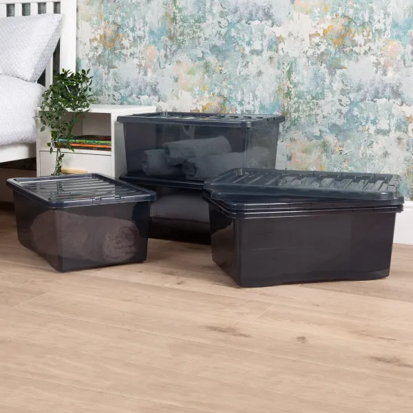 Image of Wham Crystal Set of 5 Boxes & Lids, 45L Black