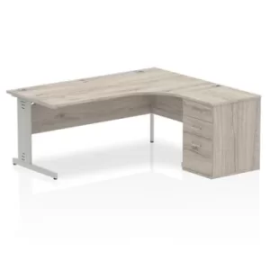 Image of Impulse 1800 Right Hand Wire Managed Workstation 600 Pedestal Bundle Grey Oak