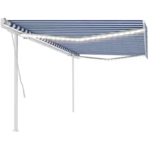 image of Vidaxl - Manual Retractable Awning with LED 5x3.5 m Blue and White Blue