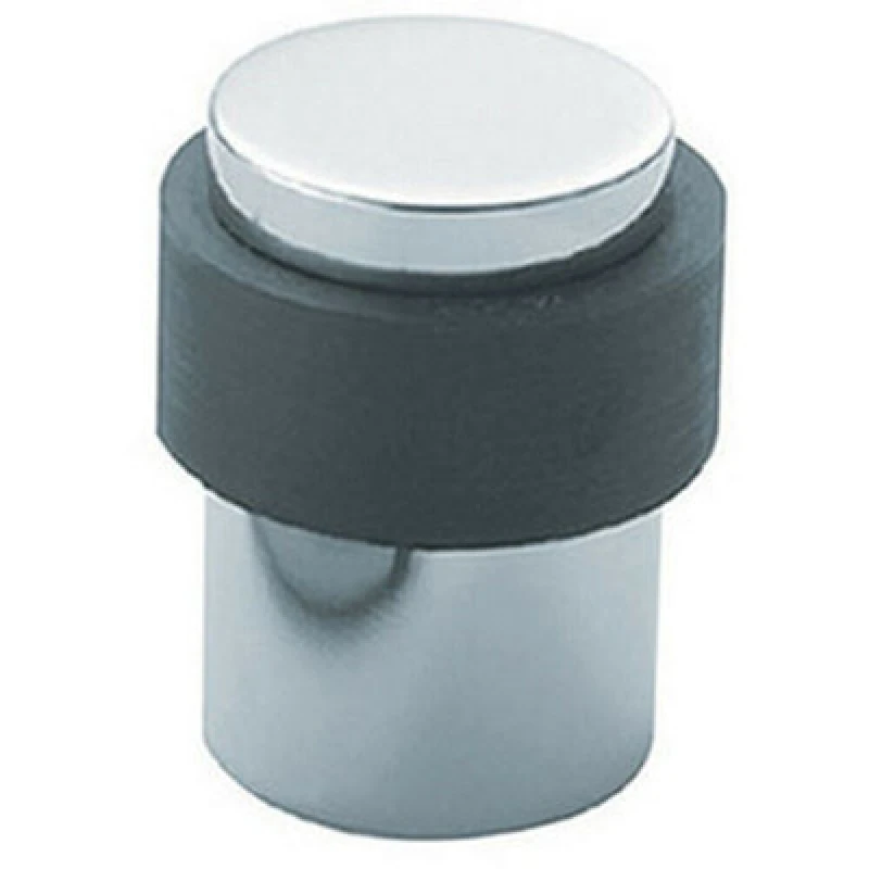 Image of Loops Floor Mounted Pedastal Doorstop with Rubber Buffer 40 x 30mm Bright Steel Metallics