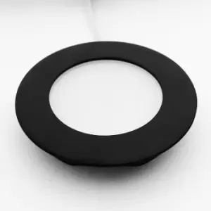 Image of 4x MATT BLACK Round Surface or Flush Under Cabinet Kitchen Light & Driver Kit - Natural White LED